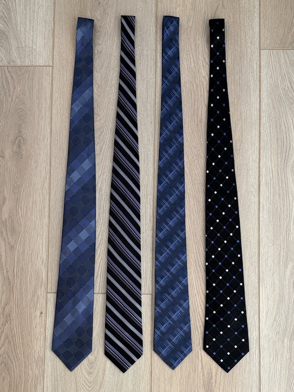 Men’s Silk Necktie Bundle DKNY Kenneth Cole Alfani Van Heusen Blue Gray Black